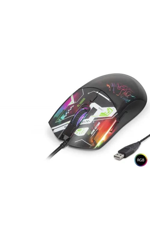 Gaming Mouse 7200 Dpi Rgb Geometrik Desenli - Siyah G306B