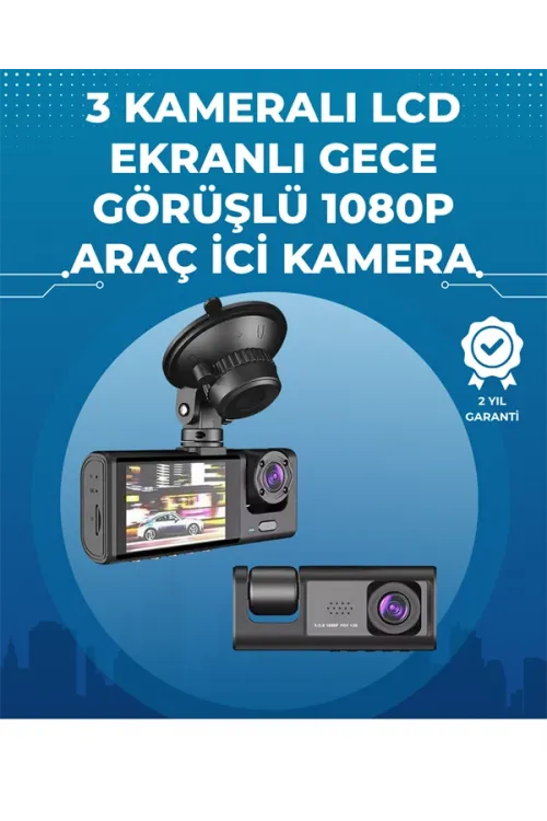 Gece Görüşlü 3lü Araç Kamerası – Geri Görüş Destekli, 170° Geniş Açı