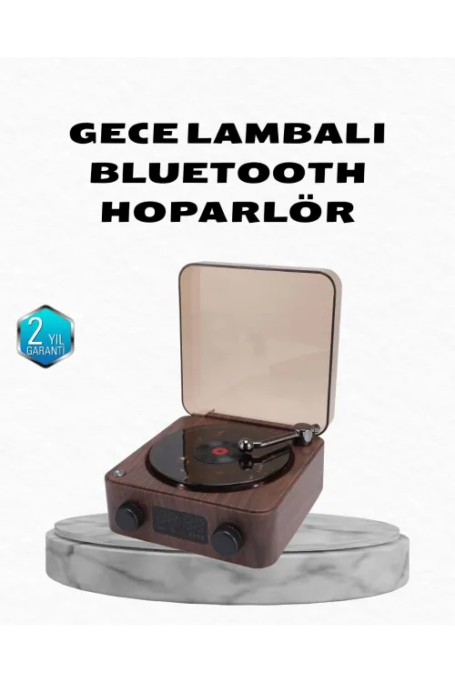 Gece Lambası Bluetooth Hoparlör Dijital Saat Çok Fonksiyonlu Su Dalgası Işıklı
