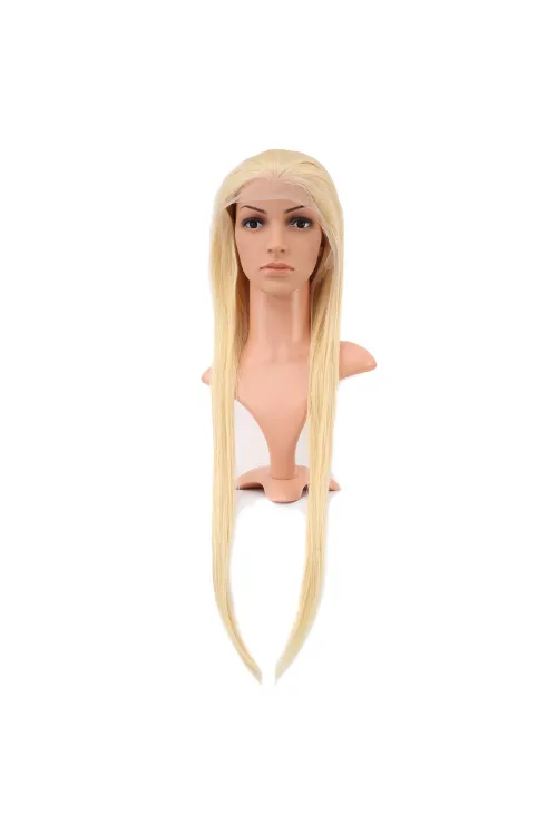 Gerçek Front Lace Düz Platin Tül Peruk - 85-90cm