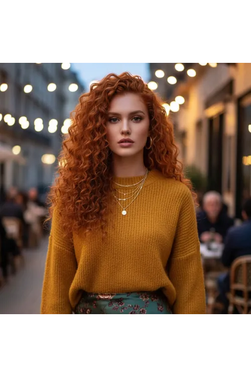 Gerçek Front Lace Tül Peruk - Afro Dalgalı - Bakır 70-75cm