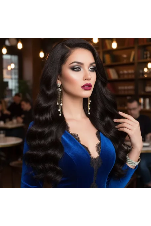 Gerçek Front Lace Tül Peruk - Dalgalı - Doğal 70-75cm