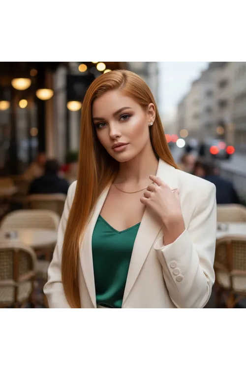 Gerçek Front Lace Tül Peruk - Düz - Bakır 70-75cm
