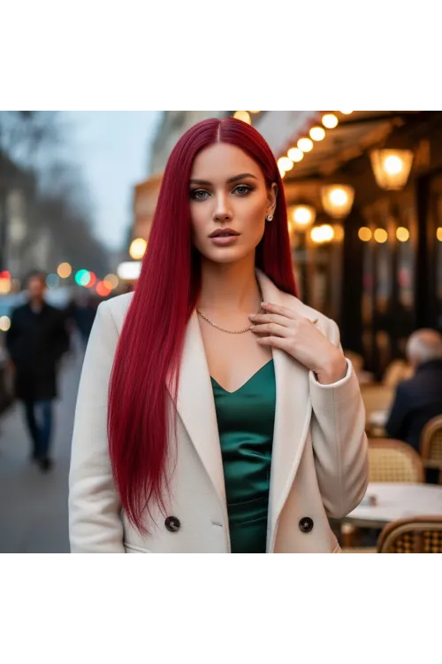 Gerçek Front Lace Tül Peruk - Düz - Kızıl 70-75cm