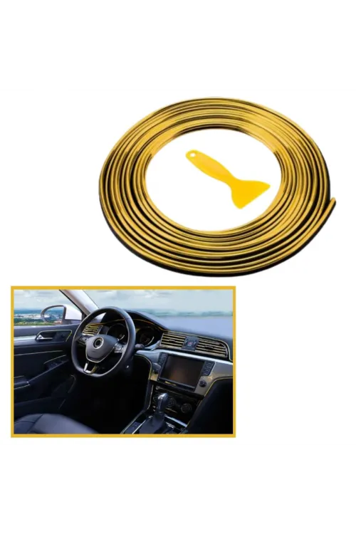 Gold Araba Oto Trim Dekorasyon Şeridi Kauçuk Elastik Kolay Kurulum 5 metre Şerit Bant