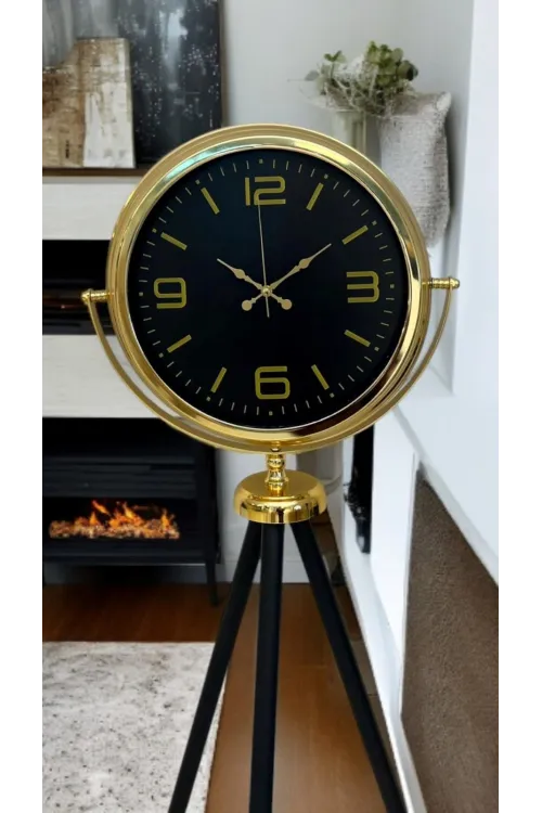 Gold Dekoratif Tasarım Tripod Ayaklı Saat