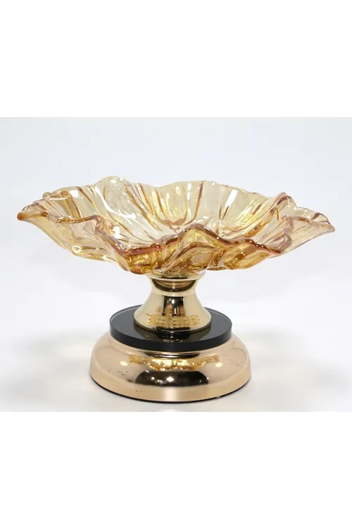 Gold Detaylı Ayaklı Dekoratif Cam Sunumluk IEG4887