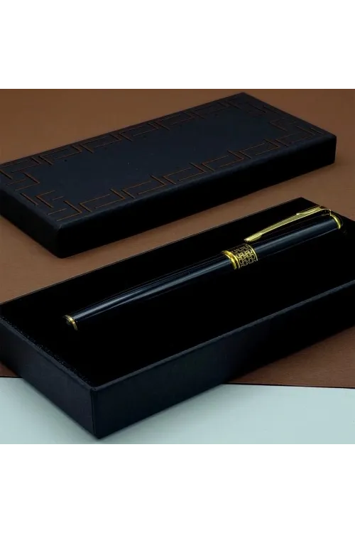 Gold İşlemeli Siyah Metal Roller Kalem