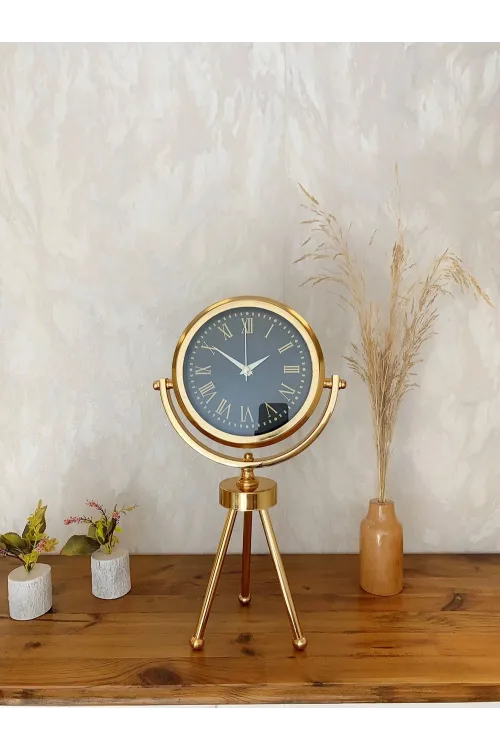 Gold Metal Mini Tripod Sade Masa Saati 45×26 cm