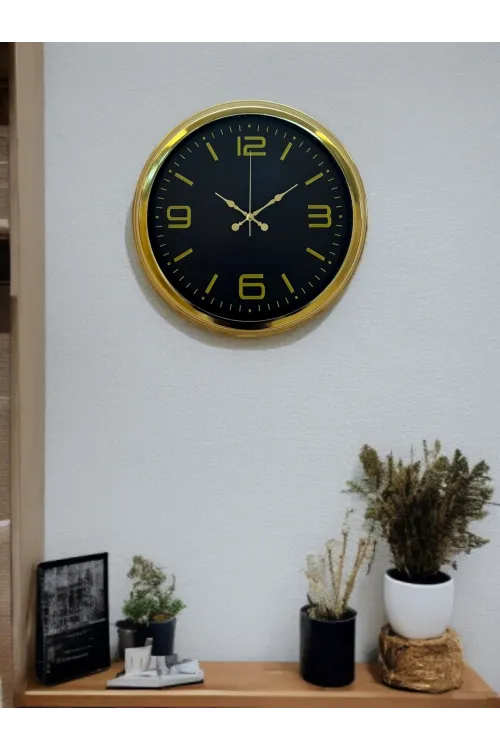 Gold Modern Rakamlı 40 Cm Metal Duvar Saati