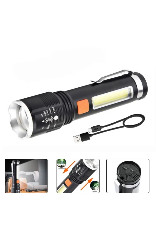 Gold Orion Km-102 4 Modlu Tip-c Şarjlı Zoomlu Taktikal El Feneri