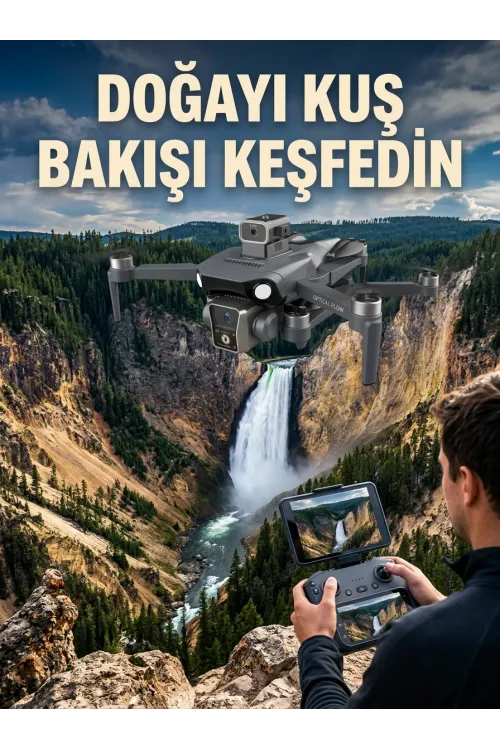 Gps Konumlandırmalı Çift Kameralı Drone Canlı Görüntü Aktarımlı