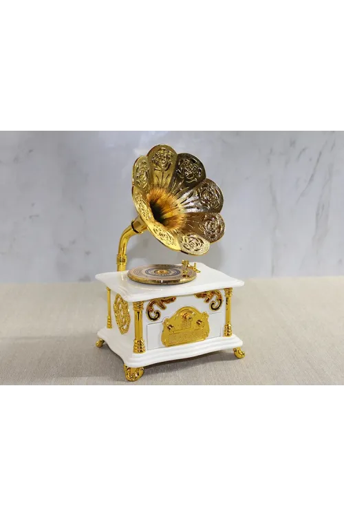 Gramofon Müzik Kutusu Beyaz