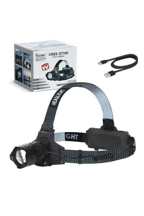 GT100 LED Şarjlı Kafa Lambası Güçlü Aydınlatma Yüksek Performanslı Profesyonel Model WT-628