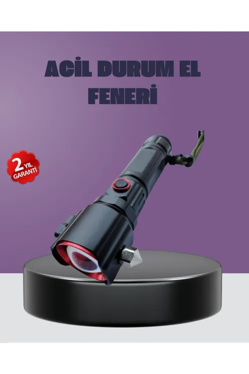 Güçlü Işıklı El Feneri Acil Durum Çekiç Ve Pusula