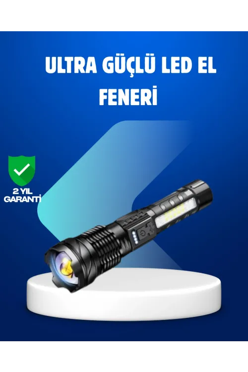 Güçlü Led El Feneri Şarj Edilebilir Çok Modlu