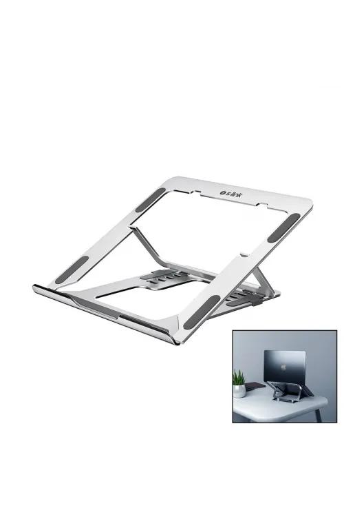 Gümüş 6 Açılı Katlanabilir Laptop Stand Alüminyum