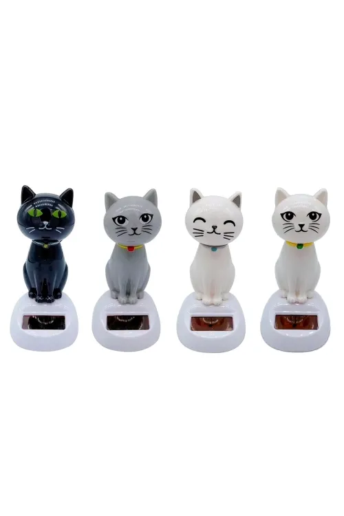 Güneş Enerjili Sallanan Kedi Figürü