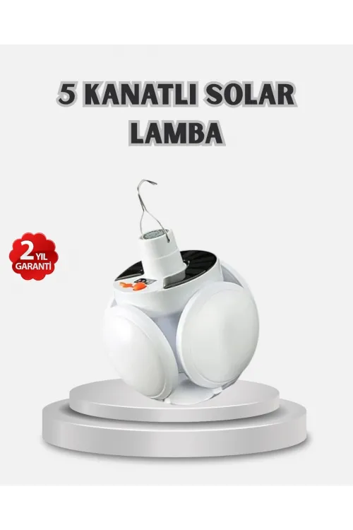 Güneş Enerjili Ve Usb Şarjlı Led Kamp Lambası – 5 Farklı Işık Modlu, Askılı Tasarım
