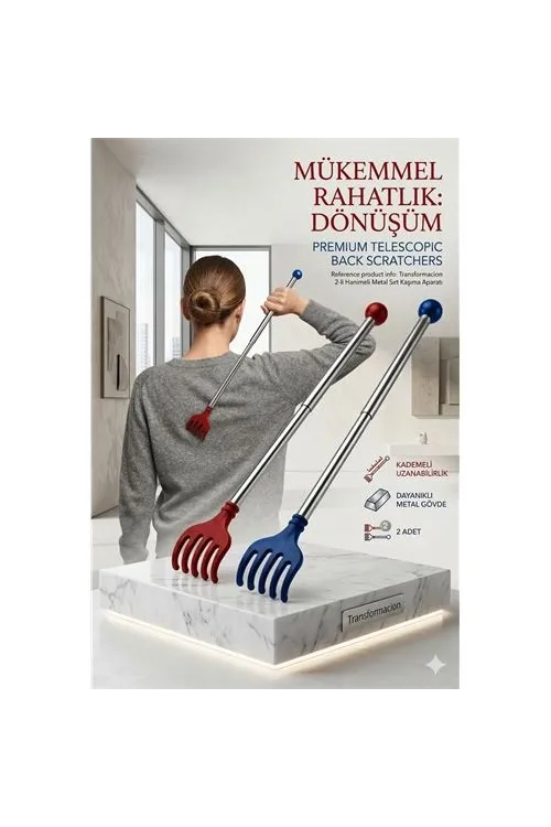 Hanımeli Metal Teleskopik Paslanmaz Çelik Sırt Kaşıyıcı (2li Lüks Set) 714307