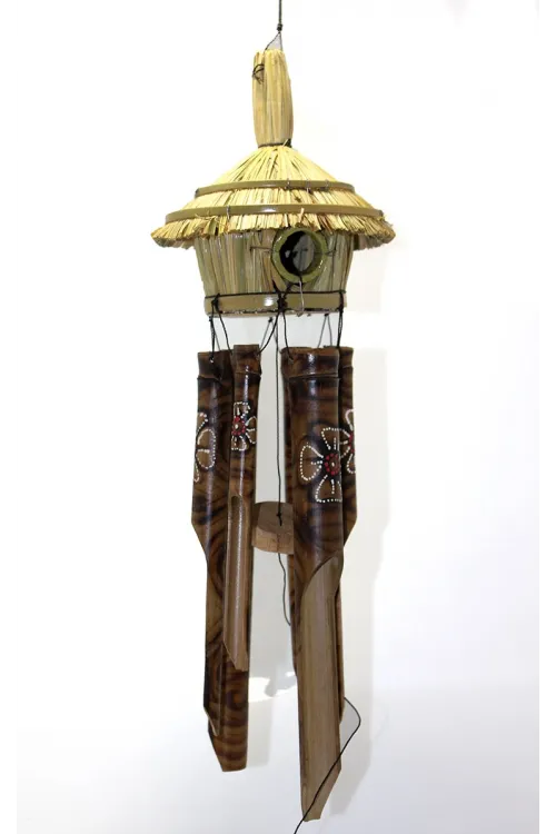 Hasır Kuş Yuvalı Bambu Çan 50 cm