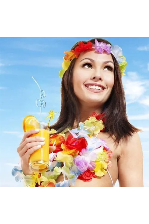 Hawaii Çiçekli Kolye Bileklik Seti