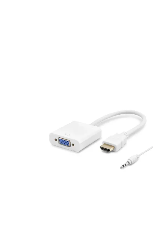 Hdmi To Vga Dişi Ses Çıkışlı Görüntü Dönüştürücü 1080P - Beyaz HDX2019B