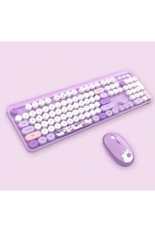 Hello Bear Mor Klavye Mouse Set