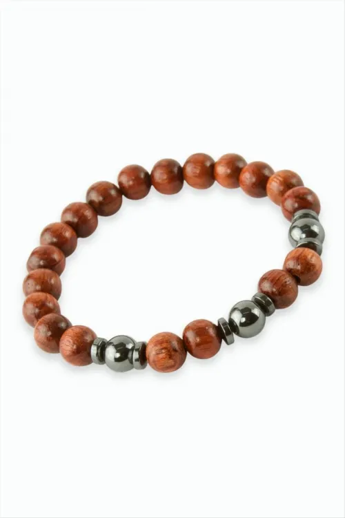 Hematit Bambu Ahşap Bileklik 8 mm