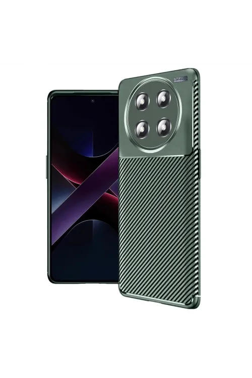 Honor Magic 7 Lite Kılıf Auto Focus Karbon Kapak - Koyu Yeşil