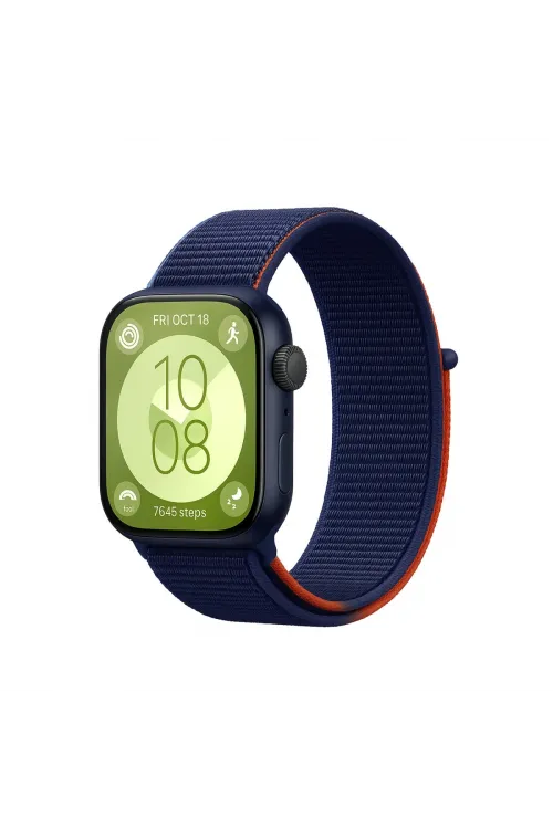 Huawei Fit 4 Hasırlı Cırtcırtlı Kordon (saat Değildir) - Lacivert-turuncu