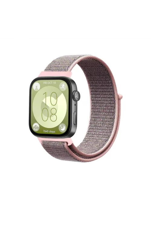 Huawei Fit 4 Hasırlı Cırtcırtlı Kordon (saat Değildir) - Pembe