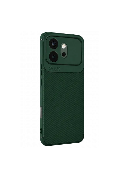 Huawei Honor 600 Auto Focus Karbon Kapak - Koyu Yeşil