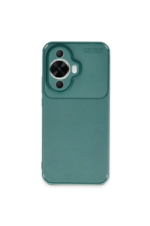 Huawei Nova 12s Kılıf Auto Focus Karbon Kapak - Koyu Yeşil