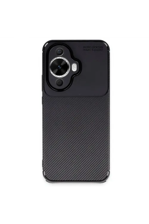 Huawei Nova 12s Kılıf Auto Focus Karbon Kapak - Siyah