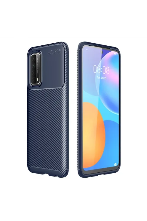 Huawei P Smart 2021 Kılıf Auto Focus Karbon Kapak - Lacivert