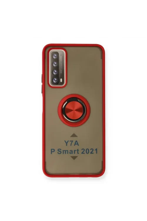 Huawei P Smart 2021 Kılıf Montreal Yüzüklü Silikon Kapak - Kırmızı