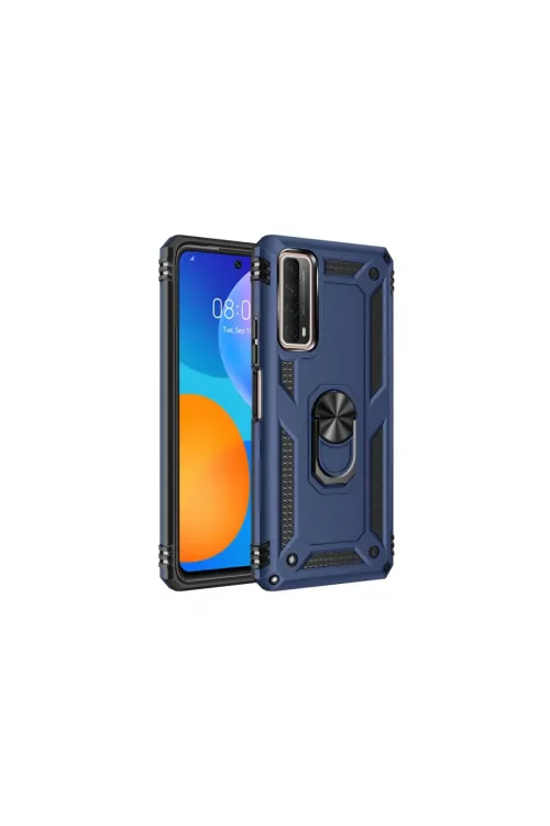 Huawei P Smart 2021 Kılıf Sofya Yüzüklü Silikon Kapak - Lacivert
