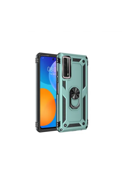 Huawei P Smart 2021 Kılıf Sofya Yüzüklü Silikon Kapak - Yeşil