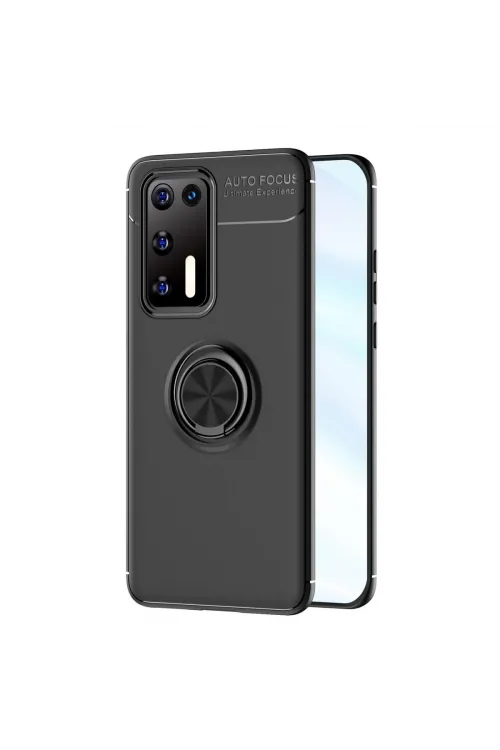 Huawei P40 Kılıf Range Yüzüklü Silikon - Siyah