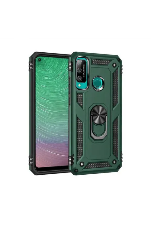 Huawei P40 Lite E Kılıf Sofya Yüzüklü Silikon Kapak - Yeşil