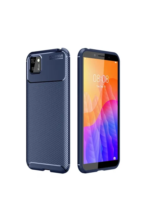 Huawei Y5p Kılıf Auto Focus Karbon Kapak - Lacivert