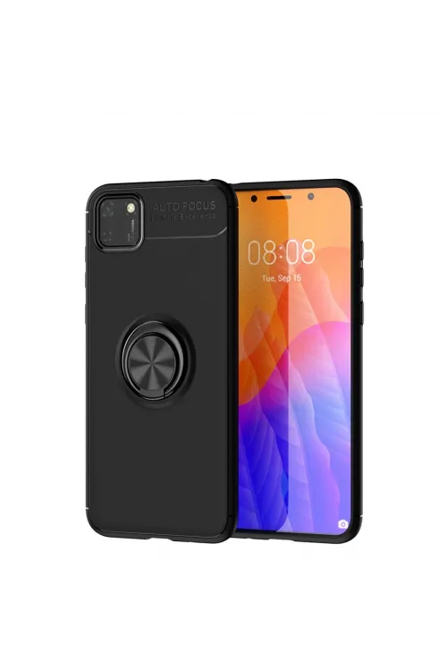 Huawei Y5p Kılıf Range Yüzüklü Silikon - Siyah