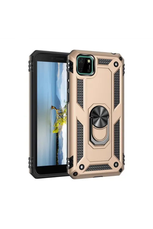Huawei Y5p Kılıf Sofya Yüzüklü Silikon Kapak - Gold