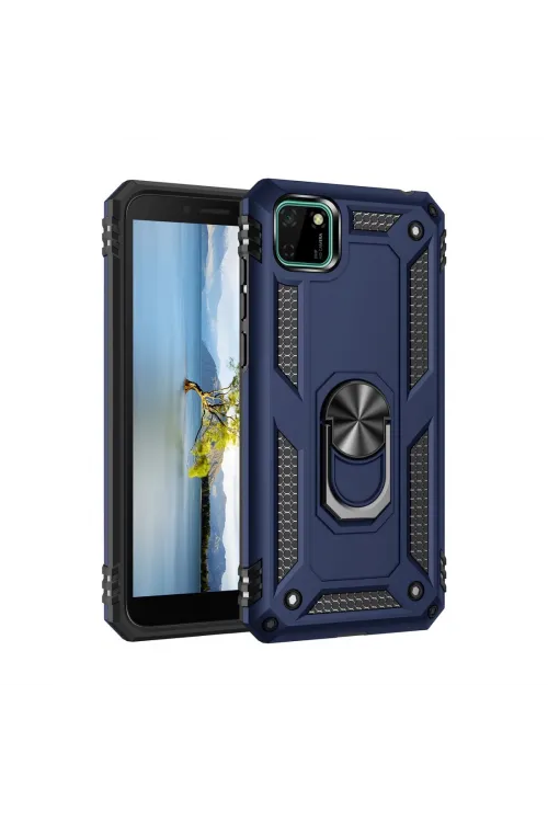 Huawei Y5p Kılıf Sofya Yüzüklü Silikon Kapak - Lacivert