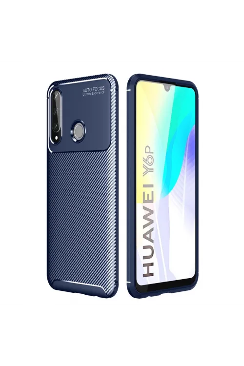 Huawei Y6p Kılıf Auto Focus Karbon Kapak - Lacivert
