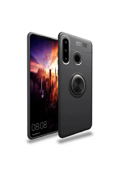 Huawei Y6p Kılıf Range Yüzüklü Silikon - Siyah