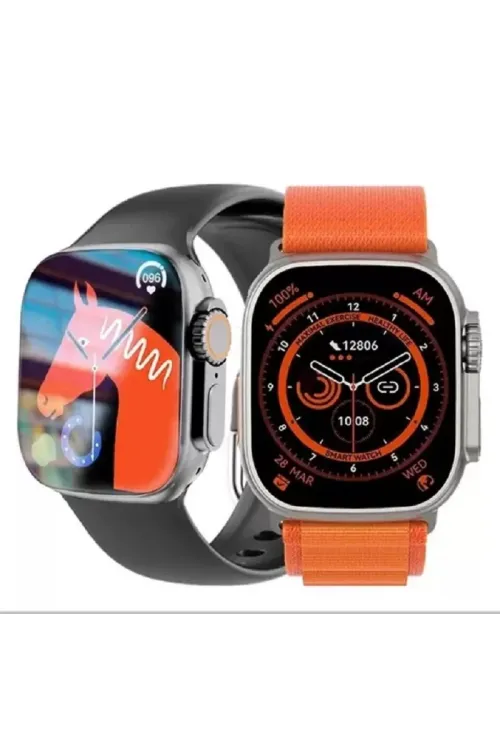 Hw8 Ultra Çift Kordon 49mm  Siri Nfc Bluetooth Arama Konuşma  İos & Android Uyumlu Akıllı Saat