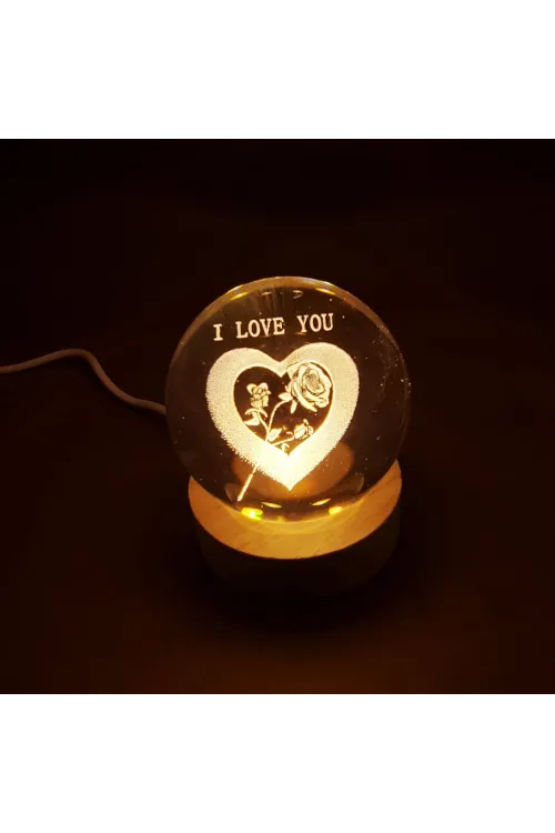 I Love You Işıklı Cam Küre