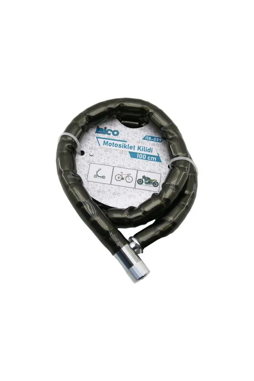 İbico İ18-059 ( Tüp Anahtarlı ) ( Metal Kafa ) ( Çelik ) Motor & Bisiklet Kilit ( Silindirik Spiral Kilit ) ( Siyah Kılıf ) ( 22mm X 100cm )*30
